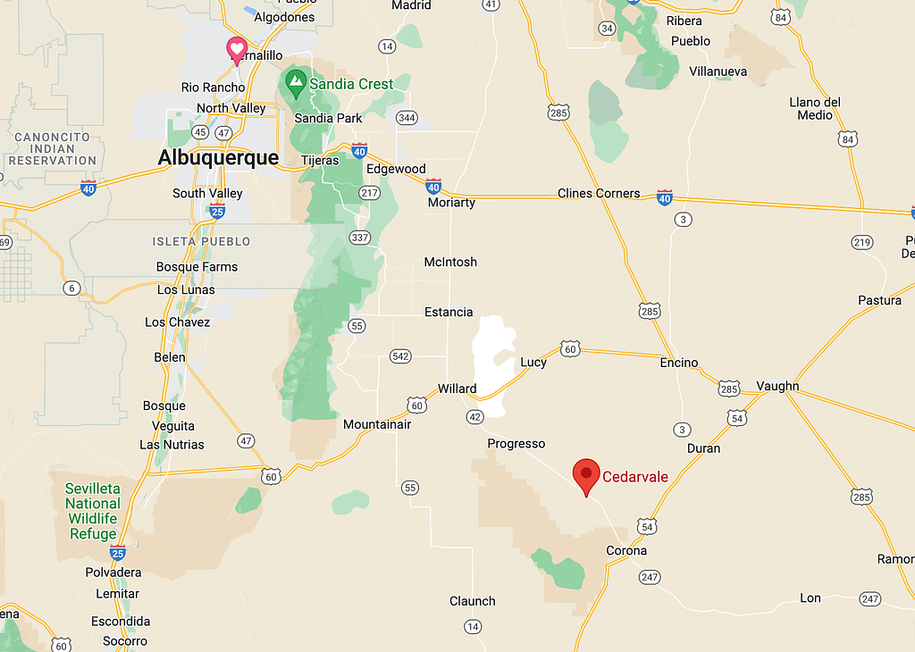 Map of Cedarvale, New Mexico