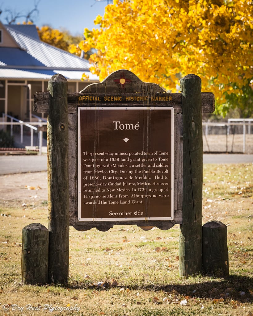 Official Historic Scenic Historic Marker in Tome, New Mexico.